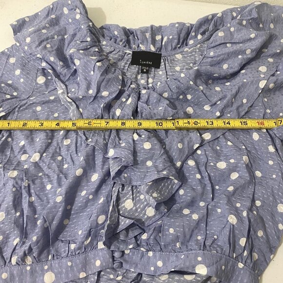 Lumiere Polka Dotted Ruffle Blouse Size S - Picture 8 of 11